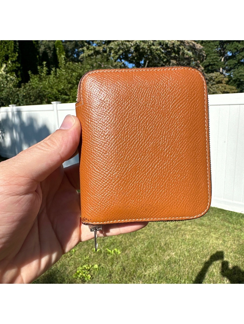 Hermes Silk'in  Zip Wallet Gold Epsom Leather Silk Lined